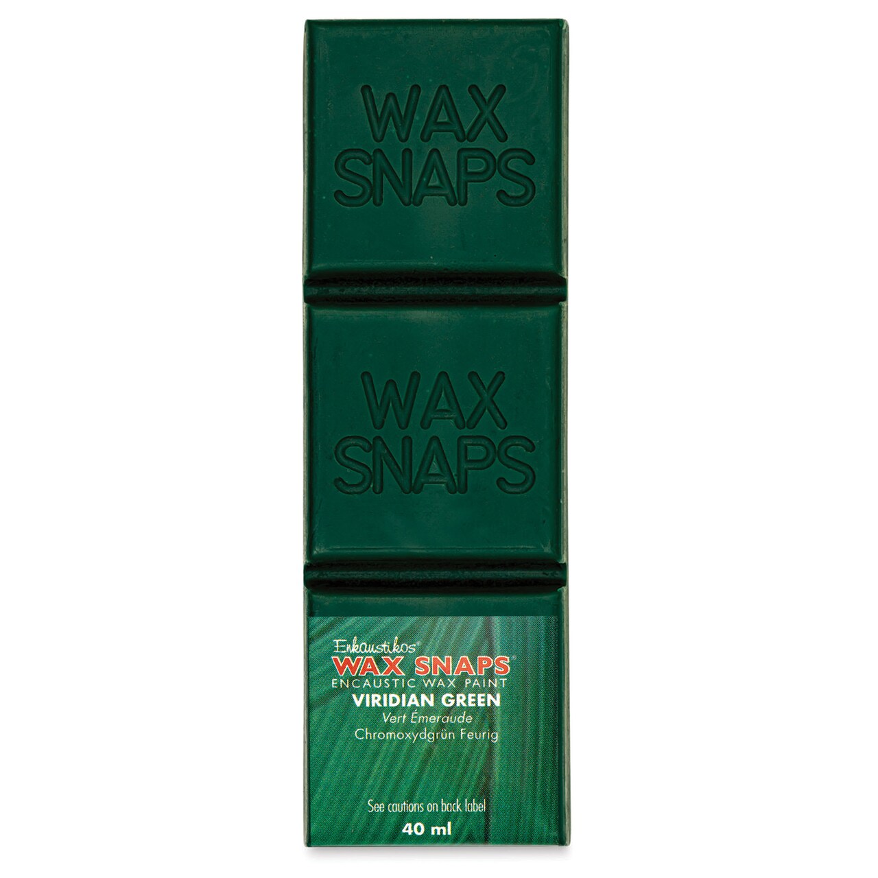 Enkaustikos Wax Snaps Encaustic Paints - Viridian Green, 40 ml cake